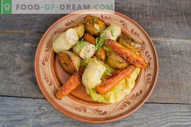 Goulache au poulet avec légumes cuits au four et saucisses