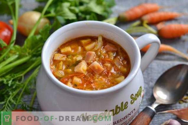 Обикновена зеленчукова супа с шунка