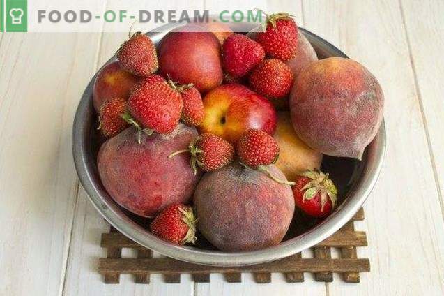 Geléia de frutas silvestres de pêssegos, morangos e nectarinas
