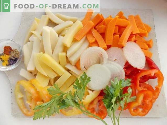 Pommes de terre au four avec potiron et légumes