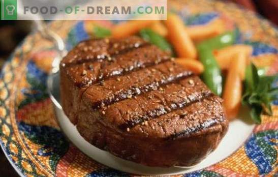 Steak de boeuf - le bonheur des mangeurs de viande! Recettes de différents steaks de bœuf au fromage, pruneaux, pommes de terre, ail, sésame