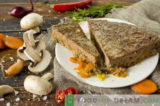 pâté de foie de boeuf avec champignons et légumes au four
