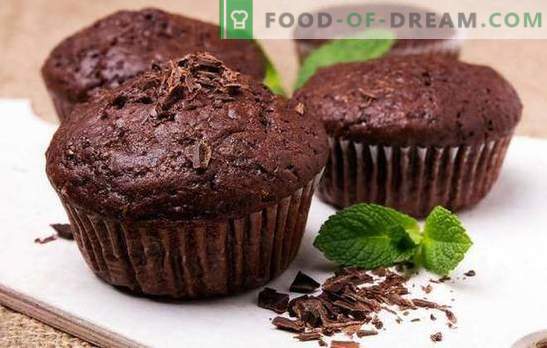 Les muffins au chocolat sont si séduisants! Recettes de muffins au chocolat fourrés liquides, cerises, bananes