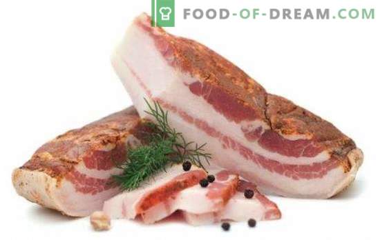 Poitrine salée - une vraie délicatesse de bacon! Recettes de cuisine, des collations et des façons de servir du bacon salé