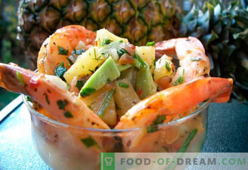Salade à l'ananas et aux crevettes - une sélection des meilleures recettes. Comment bien et savoureux faire cuire une salade à l'ananas et aux crevettes.