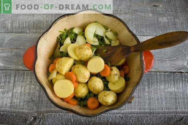 Soupe poulet et goulache avec pommes de terre nouvelles et oignons verts