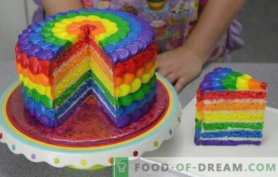 Nous sommes surpris par le goût et la couleur: le gâteau “Rainbow” composé de biscuits ou de gelée. Recettes de gâteaux 