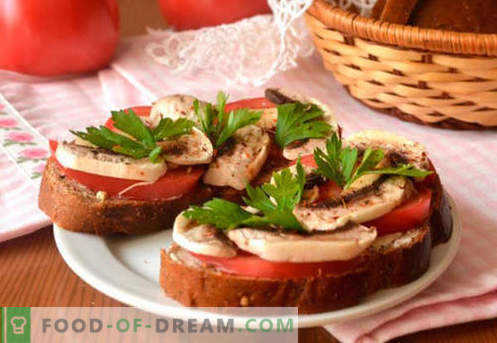 Les sandwichs à la tomate sont les meilleures recettes. Comment cuire rapidement et savoureux des sandwichs à la tomate.