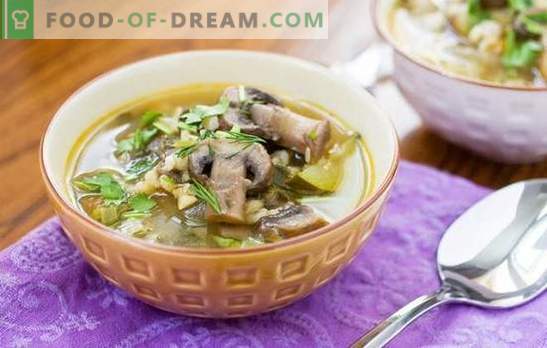 La soupe aux champignons et à l’orge perlée est un plat copieux et facile à cuisiner. Soupe originale aux champignons avec orge perlée