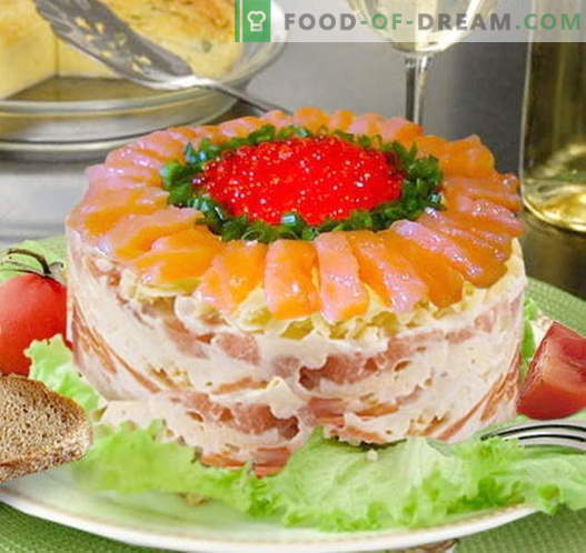 Salade tsar au saumon - les bonnes recettes. Cuire rapidement et savourer salade royale au saumon.