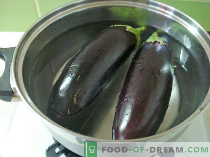 Bateaux d'aubergines avec poulet et légumes, étape par étape avec des photos