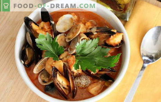 Soupe de fruits de mer: moules, crevettes, calamars, poulpes. Recettes pour cuisiner des soupes aux fruits de mer pour tous les goûts