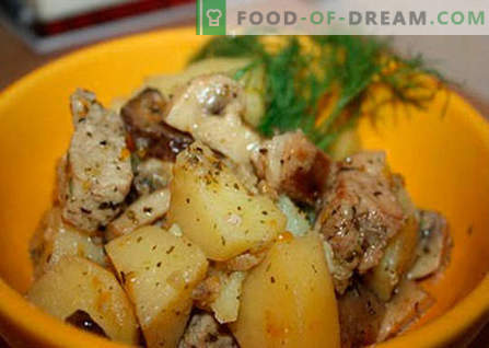 Pomme de terre à la viande et aux champignons - les meilleures recettes. Comment cuire correctement et savourer des pommes de terre avec de la viande et des champignons.