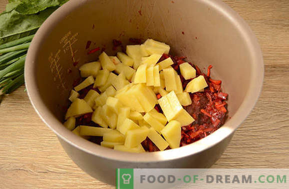 Bortsch vert à la pâte de tomates et à la betterave: la recette pas à pas de l’auteur avec une photo. Comment cuisiner la soupe la plus délicieuse d’oseilles et de betteraves à la pâte de tomates - partagez les secrets
