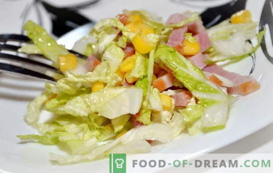 La salade au chou de Pékin et au jambon est une collation légère. Recettes de salades au chou de Pékin et au jambon: simples et en couches