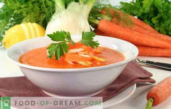 Soupe de carottes - un plat ensoleillé sur votre table. Comment cuisiner une délicieuse soupe de carottes: recettes de plats sucrés ou salés