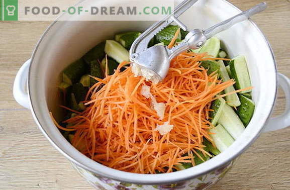 concombres à la coréenne à la carotte pour l'hiver