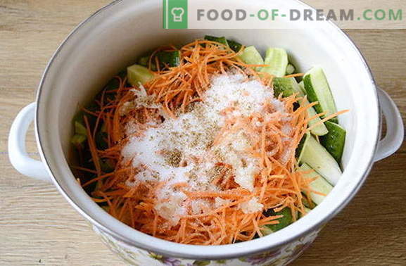 concombres à la coréenne à la carotte pour l'hiver