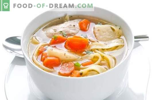 Soupe poulet et nouilles - soupe de la mère. Comment faire cuire une soupe au poulet avec des nouilles, des champignons, des boulettes de viande et des légumes