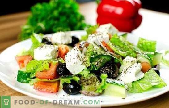 Salade grecque: recettes classiques, étape par étape. Cuisine de délicieuses salades grecques saines et fraîches selon les recettes classiques