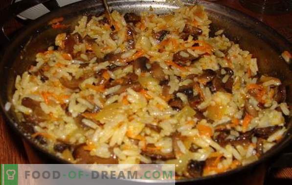Pilaf végétarien aux champignons - une recette de pilaf de légumes maigre