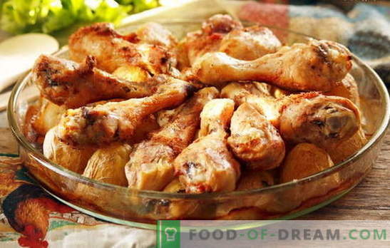 Pilons de poulet avec pommes de terre au four - recettes préférées. Cuisson des pilons de poulet avec des pommes de terre au four de différentes manières