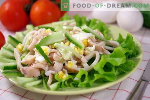 Salades de calamars - les meilleures recettes. Comment cuire correctement et savourer des salades de calamars.
