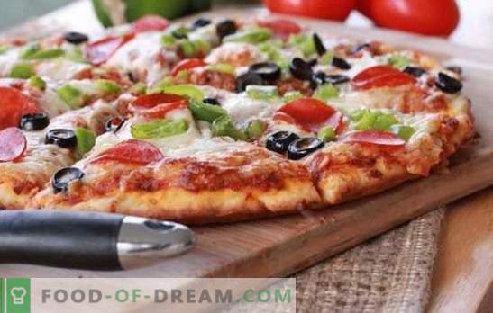 Une recette de pizza rapide au four - un dîner rapide. Variantes de pizza rapide au four avec différentes garnitures: sur du pain pita ou sur de la baguette